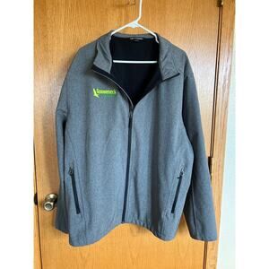 Port Authority full zip jacket with Implement Co logo, gray, Mens 3 XL